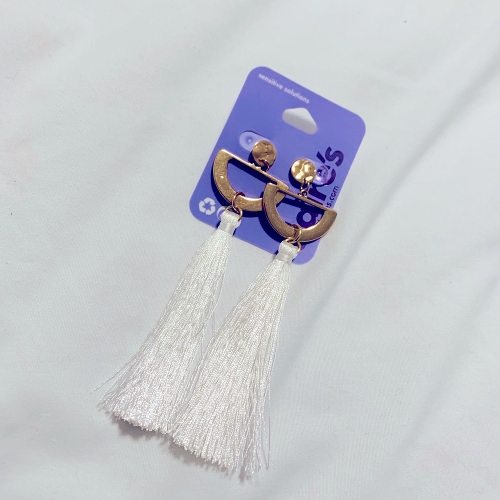 White Tassel Earrings
